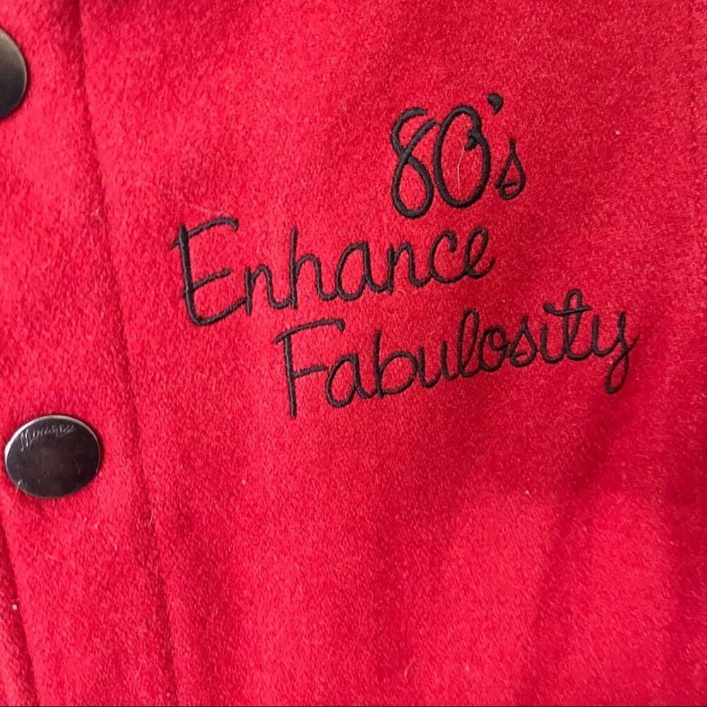 Moussy Bomber Jacket Women’s Red Embroidered Letterman Varsity Size 2 - Picture 6 of 8